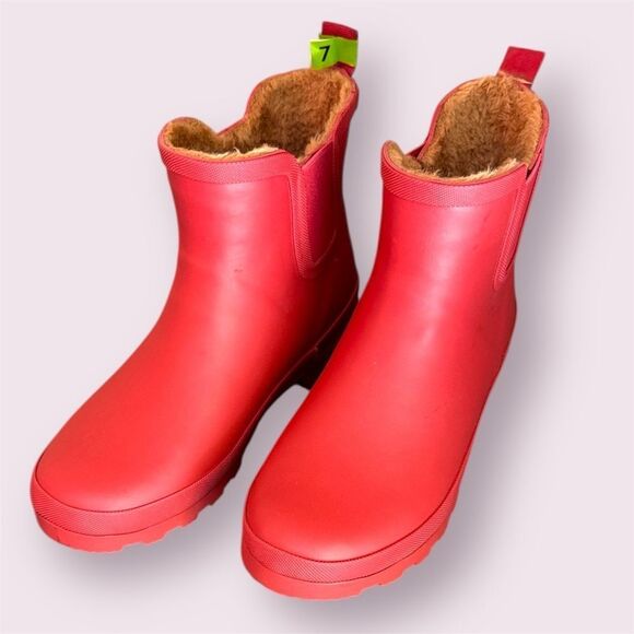 CHOOKA Chelsea Fur Lined Rain Boot Red *NEW* - Picture 8 of 8